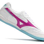 Chuteira Futsal Mizuno Morelia Sala IC Branca, Rosa e Azul