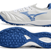 Chuteira Society Mizuno Morelia Neo Sala TF Branca e Azul "Mugen Pack"