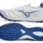 Chuteira Society Mizuno Morelia Neo Sala TF Branca e Azul "Mugen Pack"