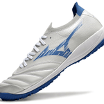 Chuteira Society Mizuno Morelia Neo Sala TF Branca e Azul "Mugen Pack"