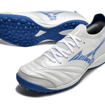 Chuteira Society Mizuno Morelia Neo Sala TF Branca e Azul "Mugen Pack"