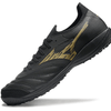 Chuteira Society Mizuno Morelia Neo Sala TF Preta e Dourada "Aurum Pack"
